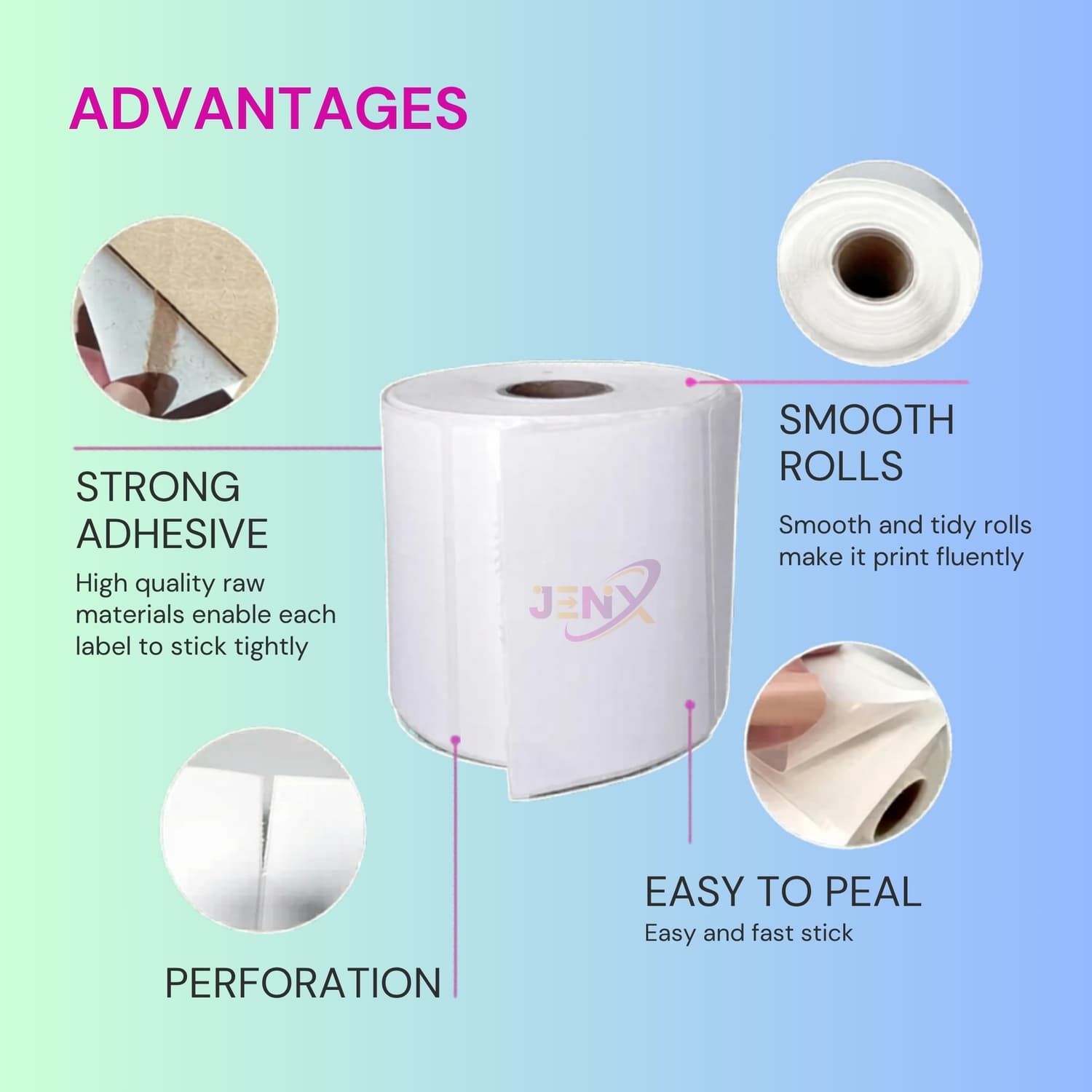 85mm x 55mm (3.35x2.15) Direct Thermal Label/Sticker(no Ribbon Required) Plain White 1 Inch core Inside - Image 4