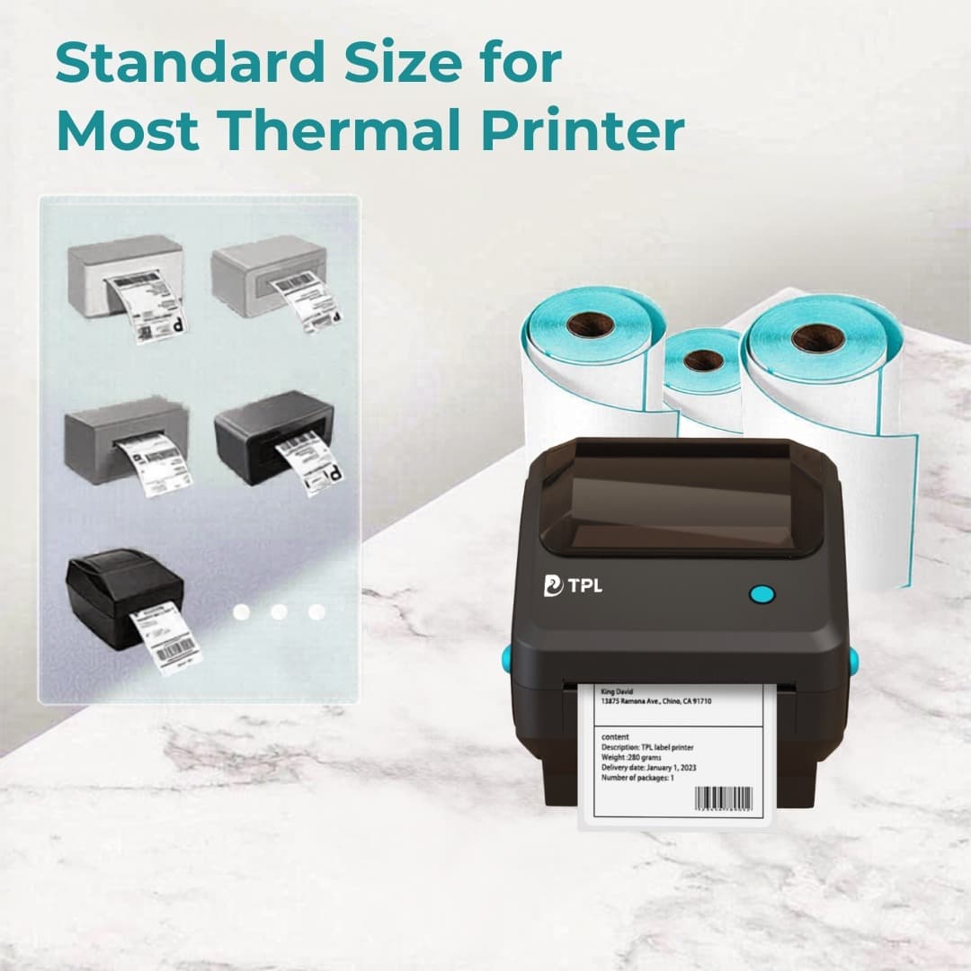 4x6 (100mm x 150mm) Pack of 5 Direct Thermal Label/Sticker(no Ribbon Required) Plain White 1 Inch core Inside 400 - Image 4