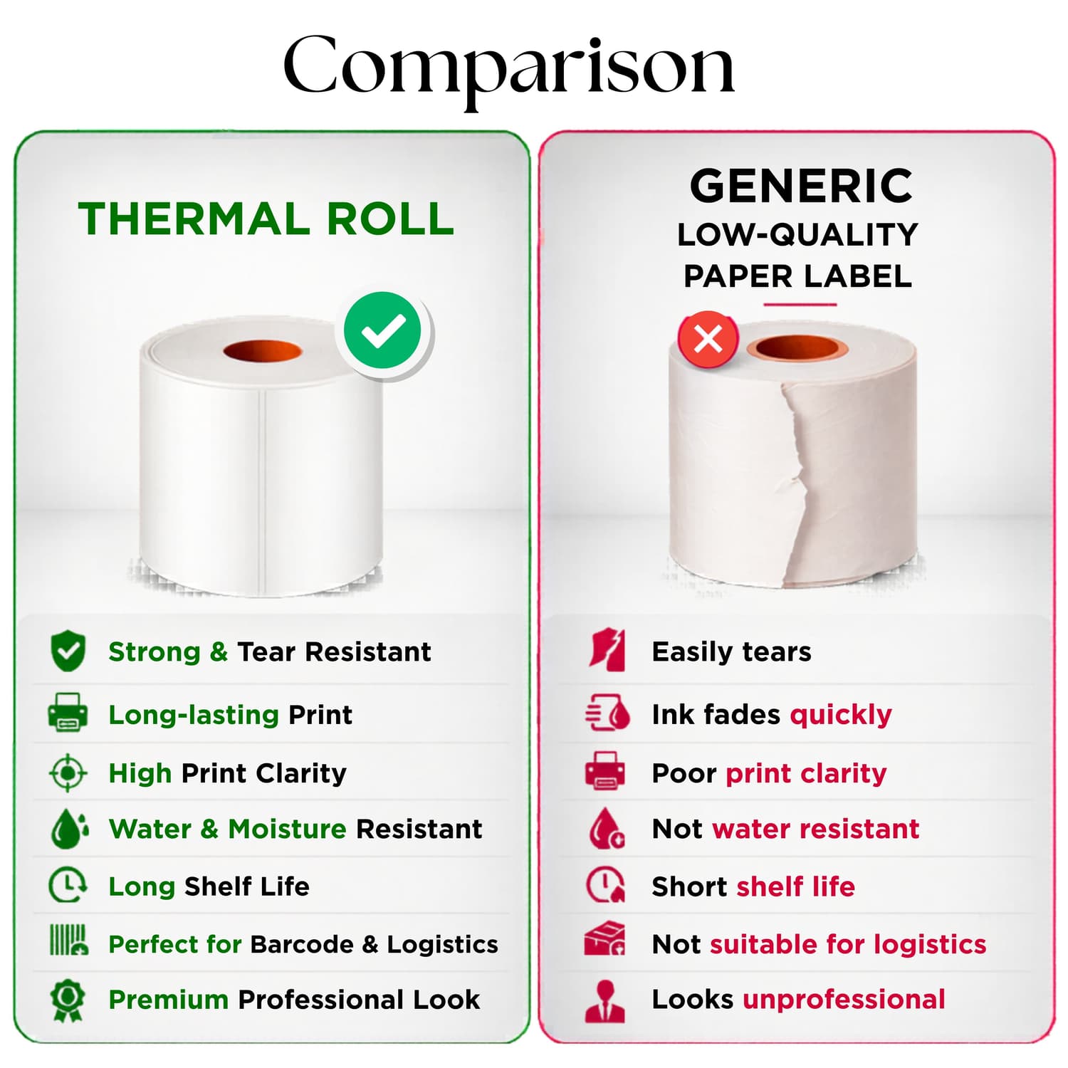 3x4 (75mm x 100mm)150 Labels- Direct Thermal Label/Sticker(no Ribbon Required) Plain White0.5” Inch core Inside - Image 3