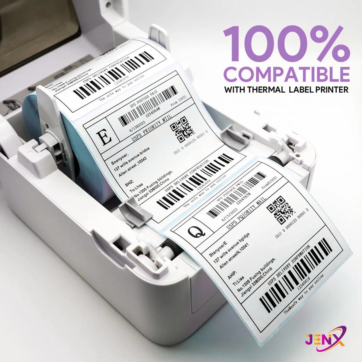 100mm x 100mm (4x4) Direct Thermal Label/Sticker(no Ribbon Required) Plain White 1 Inch core Inside (250 Labels) - Image 4