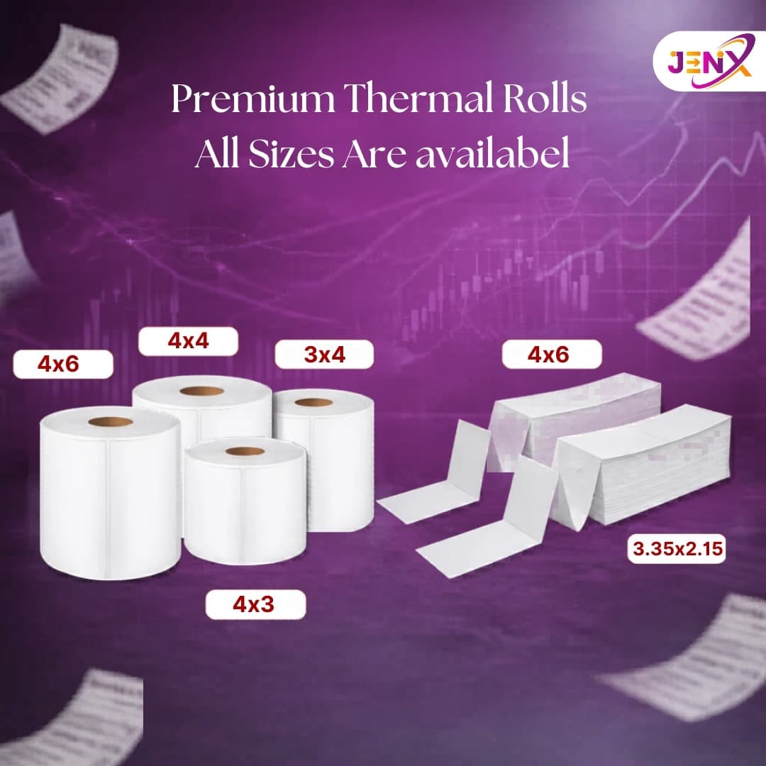 4x3 (100mm x 75mm) Pack of 5 Direct Thermal Label/Sticker(no Ribbon Required) Plain White 1 Inch core Inside - Image 6