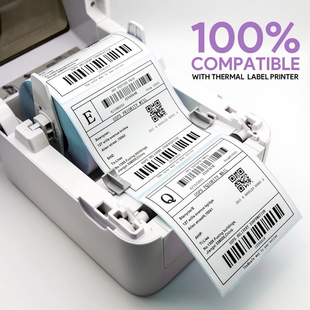 4x4 (100mm x 100mm) Pack of 5 Direct Thermal Label/Sticker(no Ribbon Required) Plain White 1 Inch core Inside (500 Labels) - Image 2