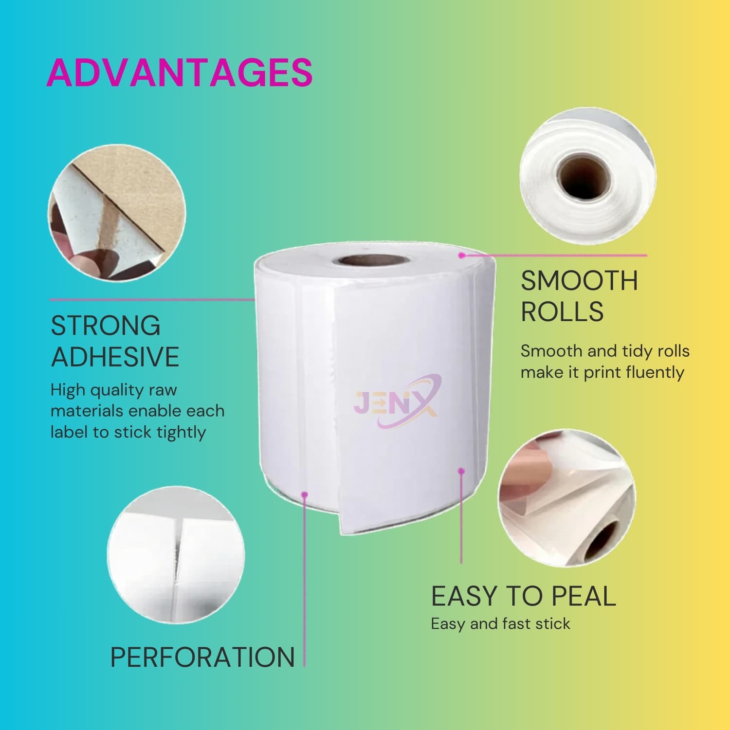 100mm x 75mm (4x3) Direct Thermal Label/Sticker(no Ribbon Required) Plain White 1 Inch core Inside - Image 4