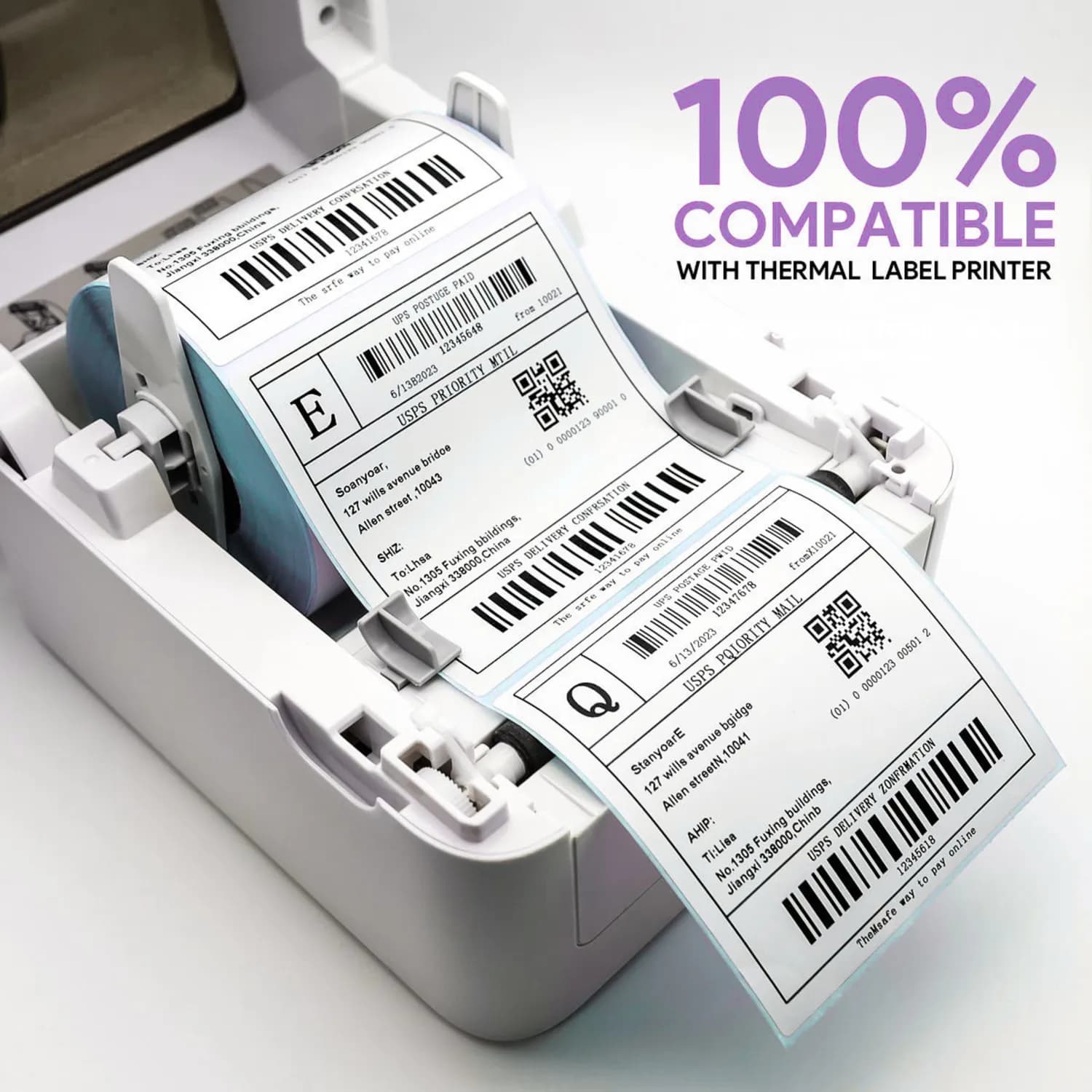 3x4 (75mm x 100mm)150 Labels- Direct Thermal Label/Sticker(no Ribbon Required) Plain White0.5” Inch core Inside - Image 2